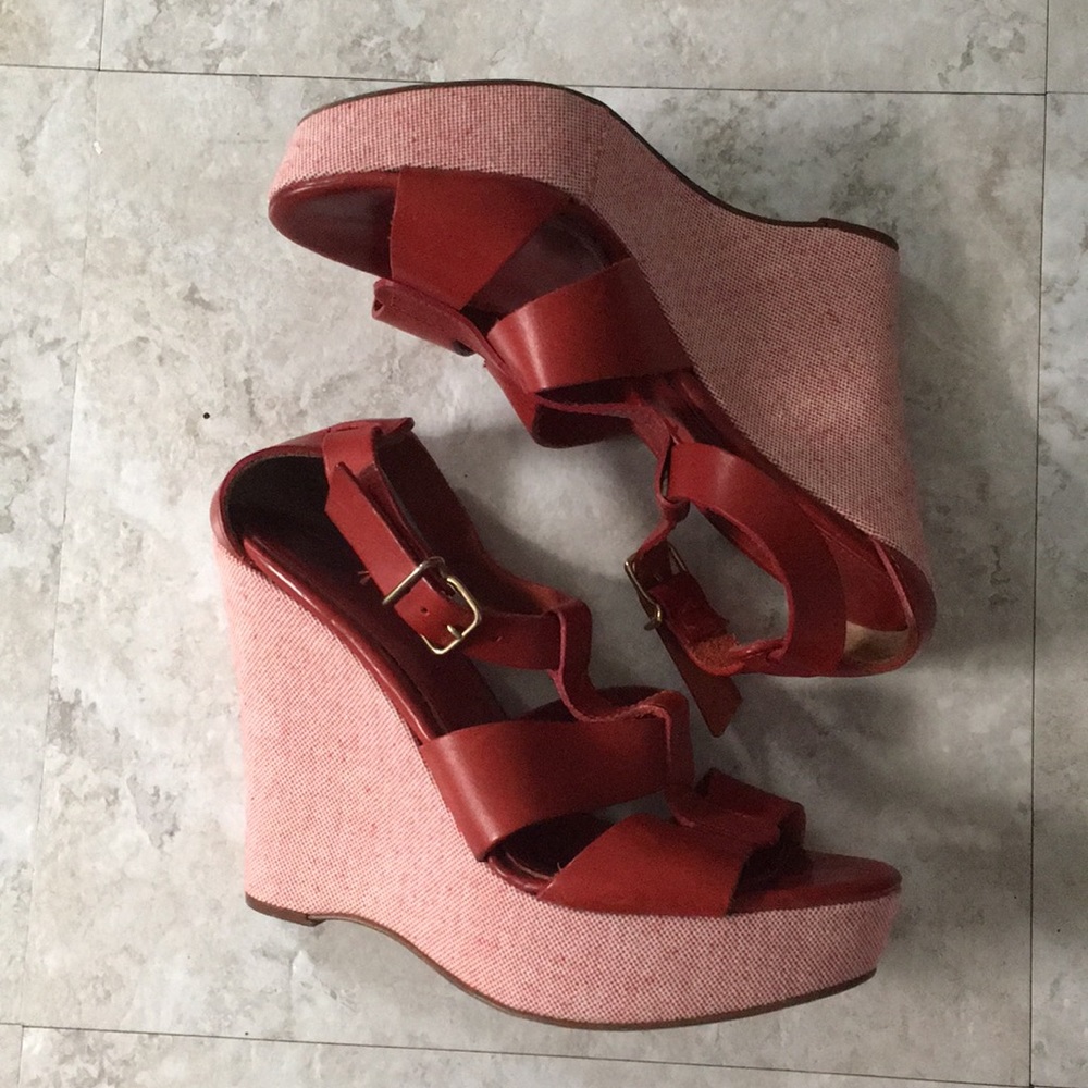 Jcrew Palma Red Platform Wedges